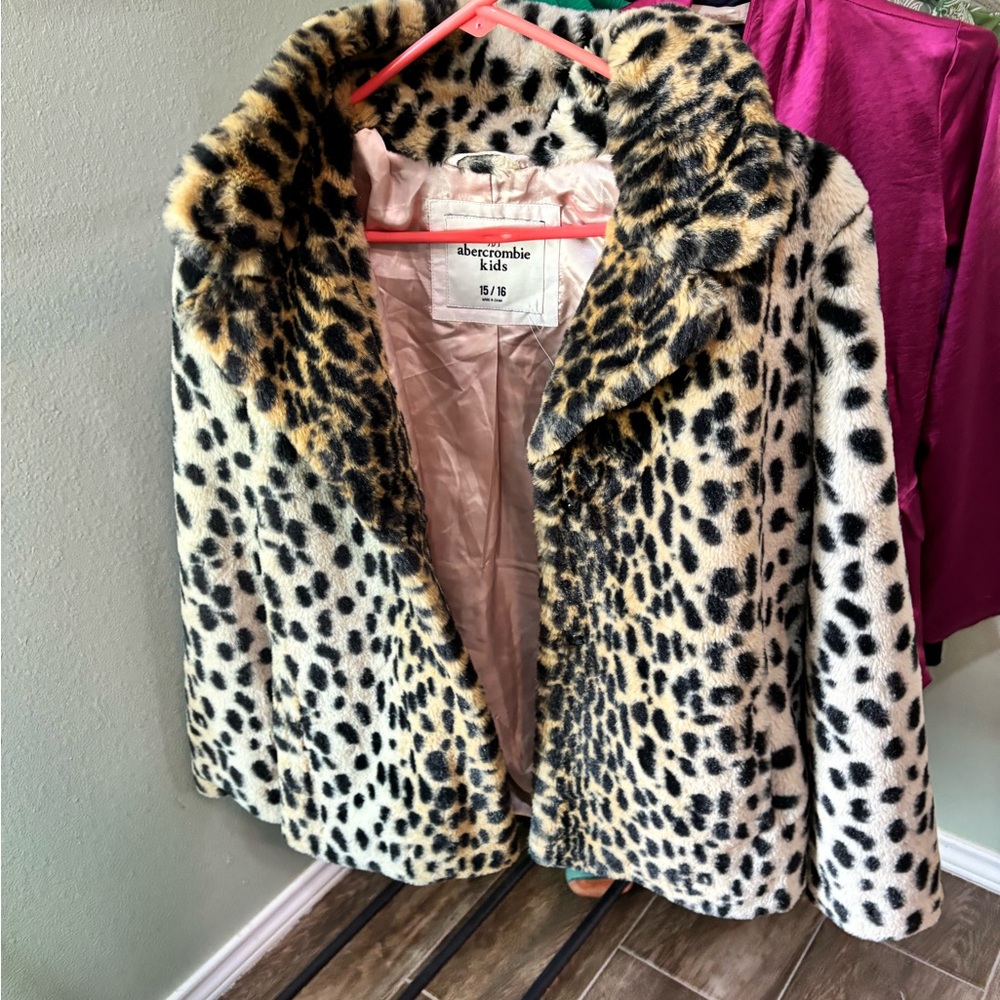 Abercrombie Kids Oversized Leopard Fur Coat